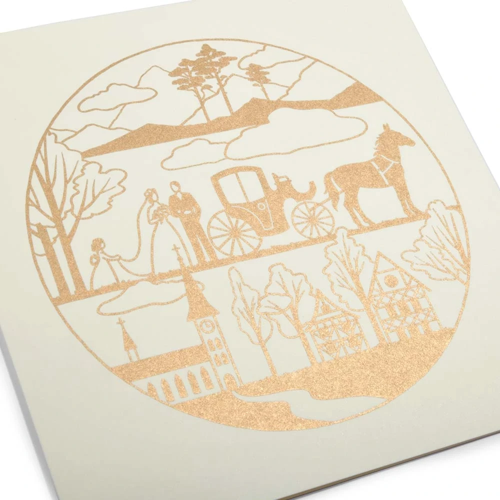 grusskarte_die_hochzeitskutsche_goldivory_2 Grußkarte Die Hochzeitskutsche Gold/Ivory