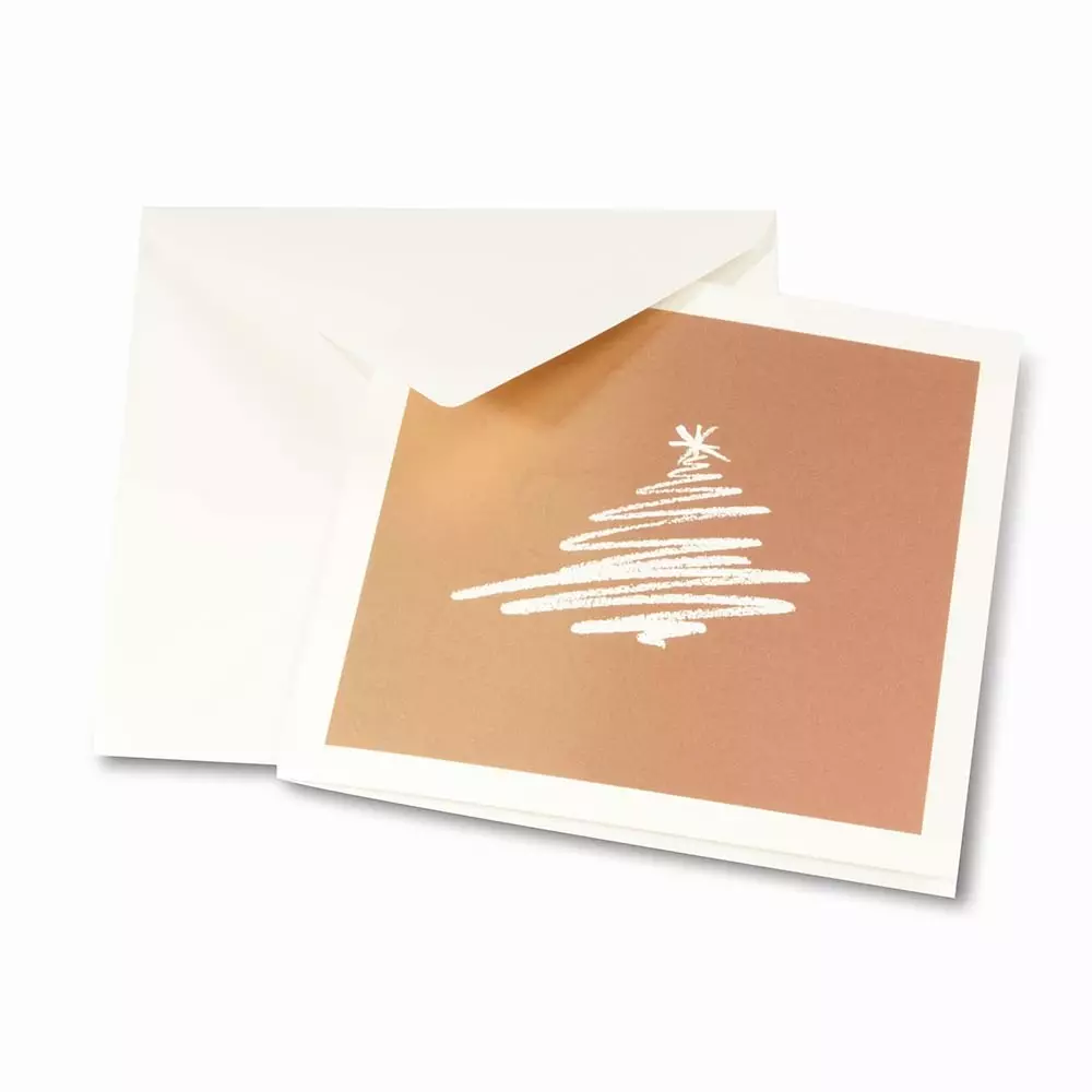Christmas card fir tree drawing bronze