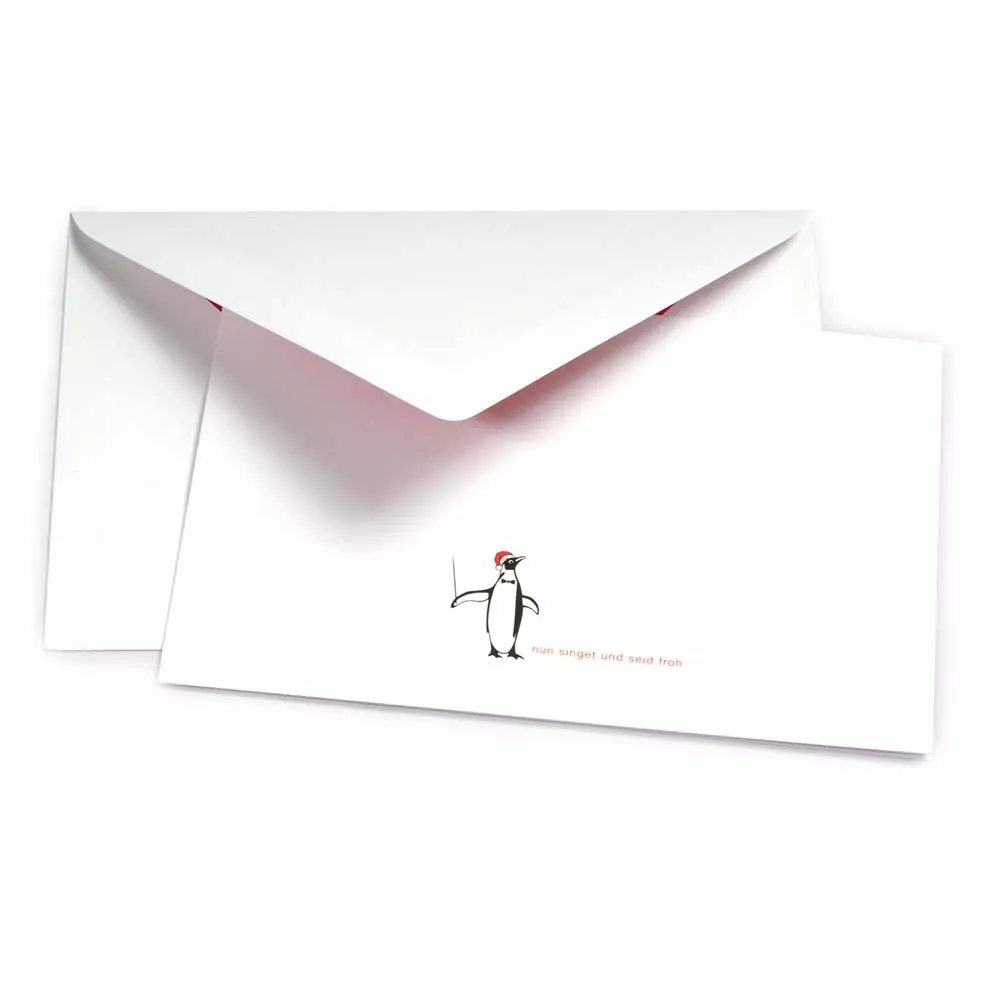Weihnachtskarte Christmas Pinguin nun singet und seid froh