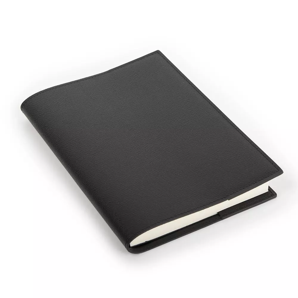Buchhülle für DIN A5 Bücher, Leder, Schwarz