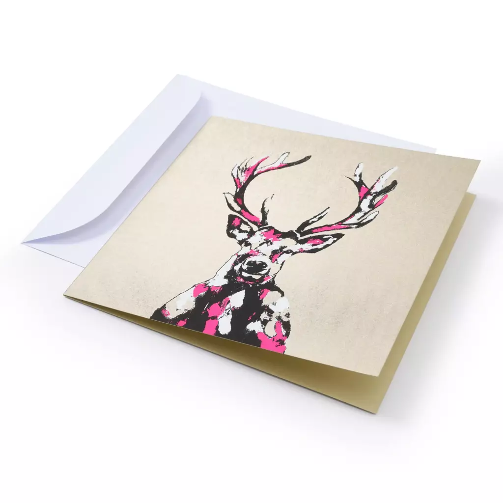 Grußkarte Hirsch Gold
