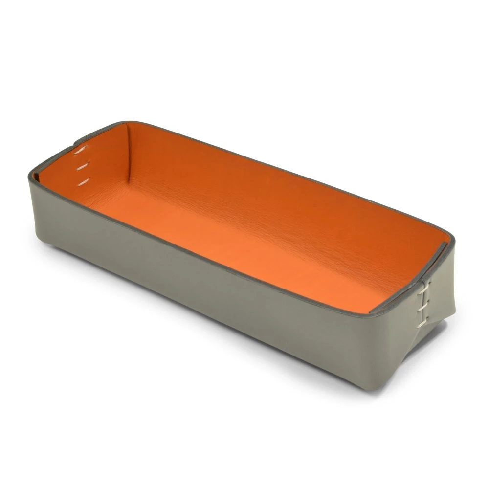 stiftablage_stitch_schmal_leder_29 Leder Stiftablage Stitch Schmal Grau/Orange