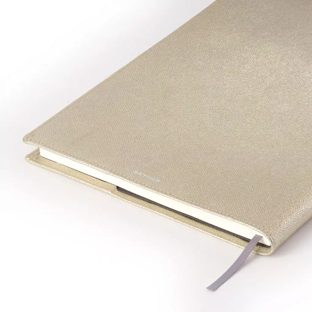 Buchhülle für DIN A4 Bücher, Leder, Platin