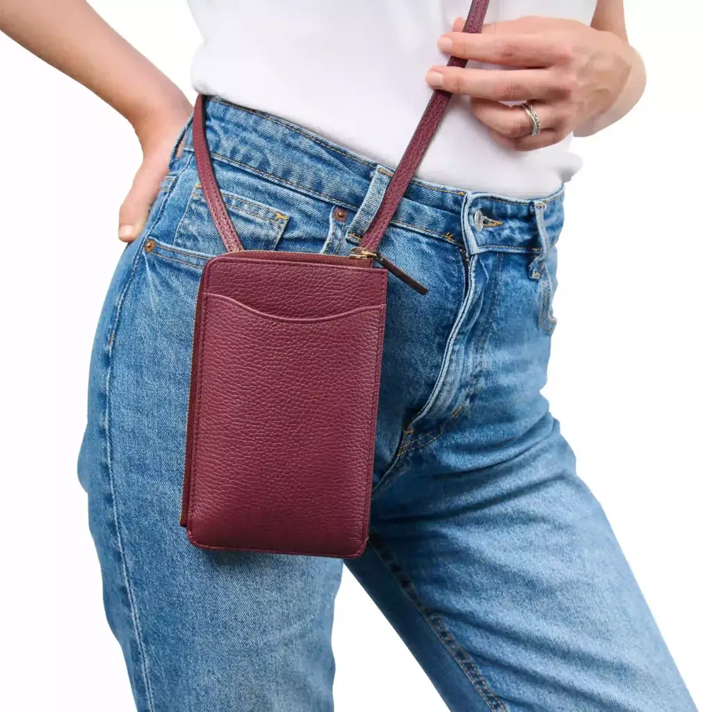 Crossbody Tasche Adri, Leder, Aubergine