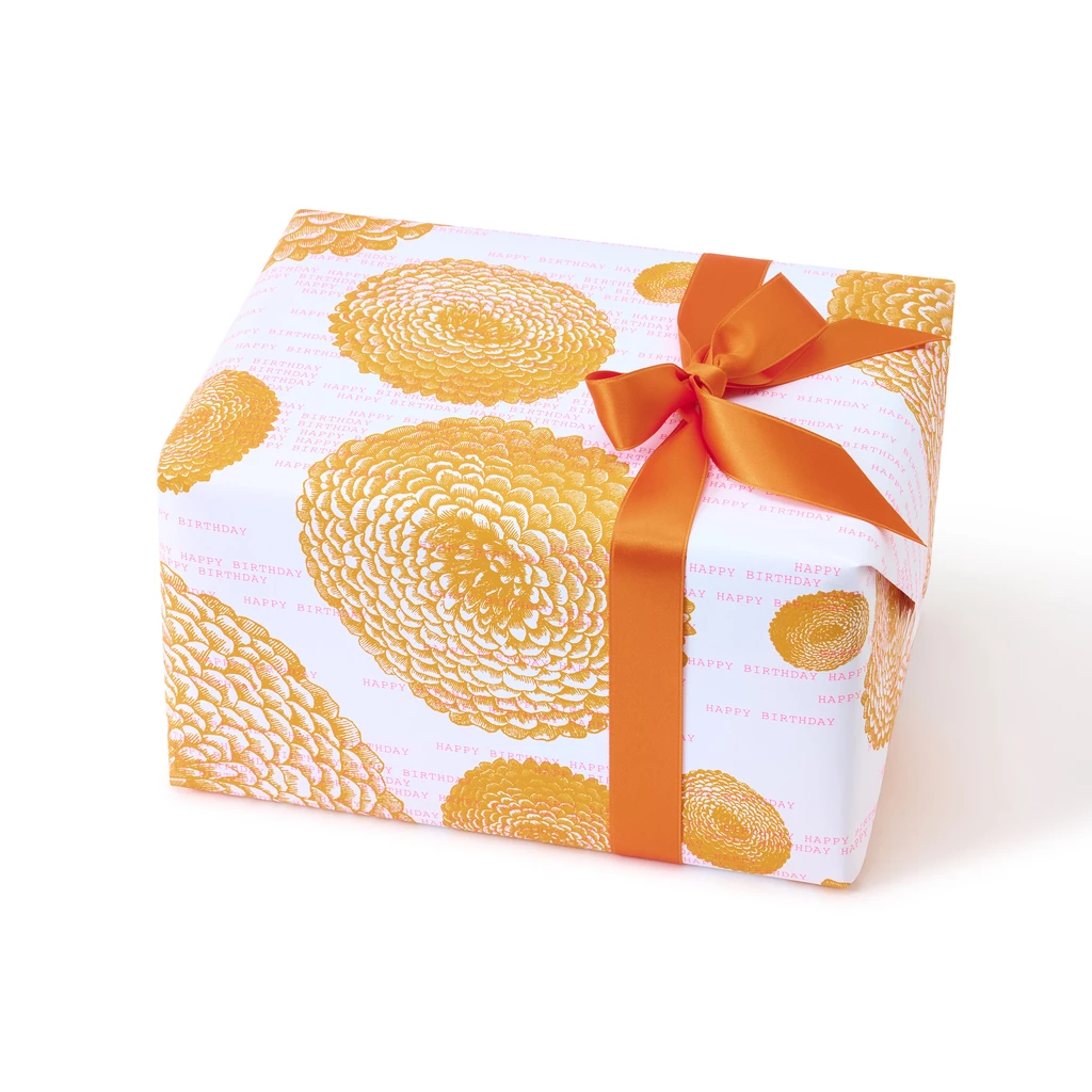 Geschenkpapier Happy Birthday Orange – 3 Bögen