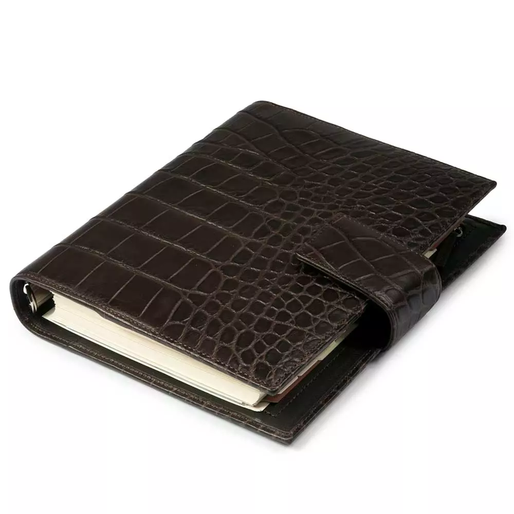 Leder Systemplaner Alligator-Optik Braun