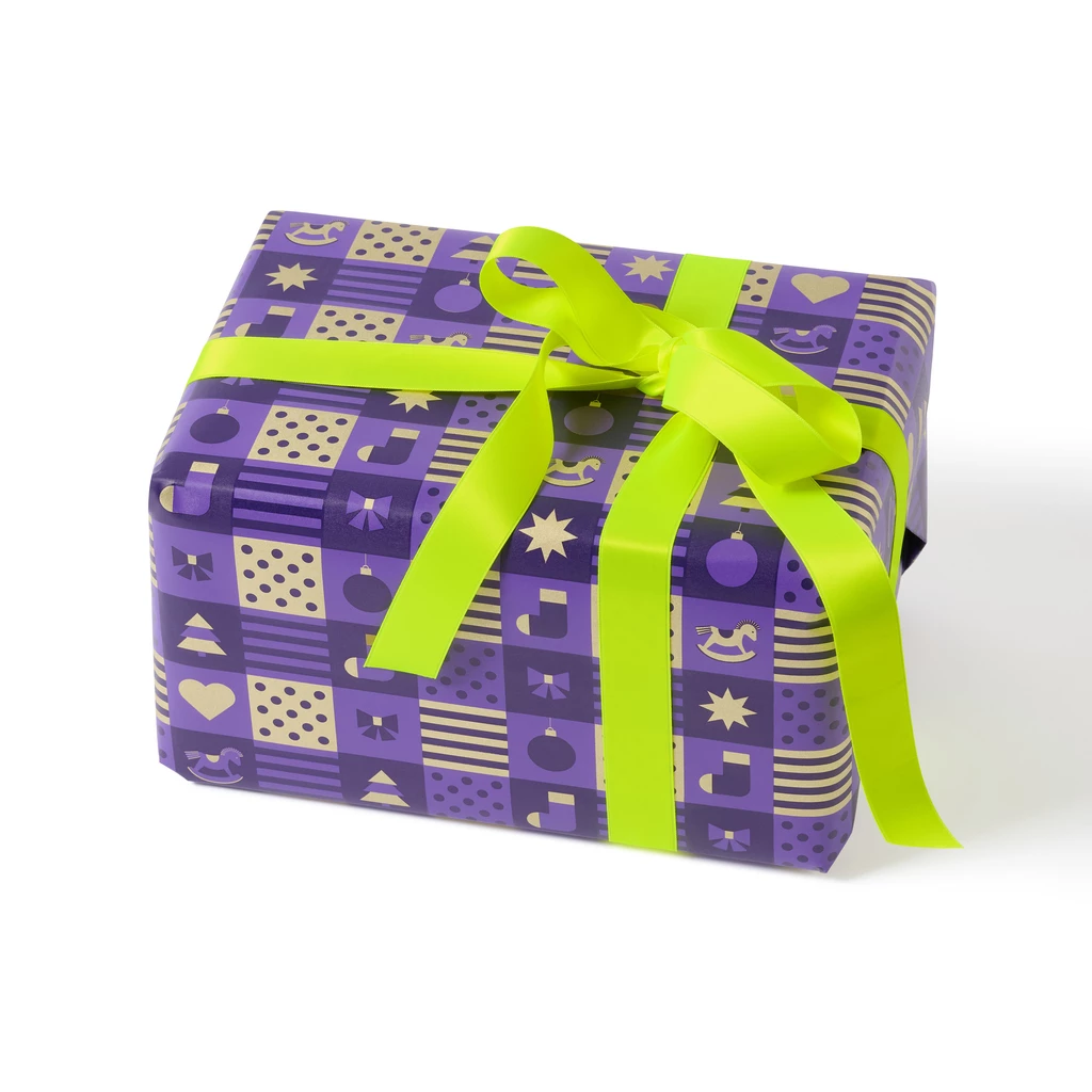 Geschenkpapier Christmas Squares Violett, 50 x 70 cm, 3 Bg.