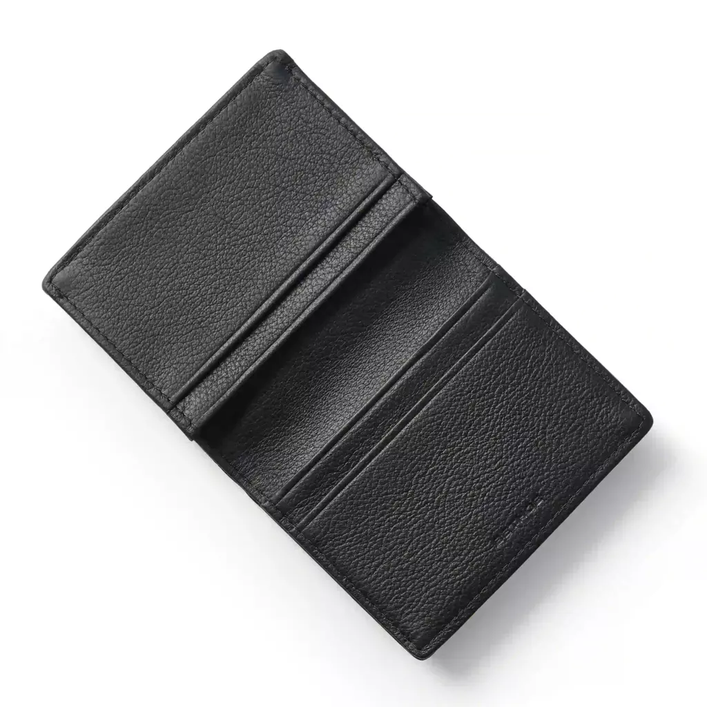 Leder Kartenetui Gefaltet Schwarz 3 Karten