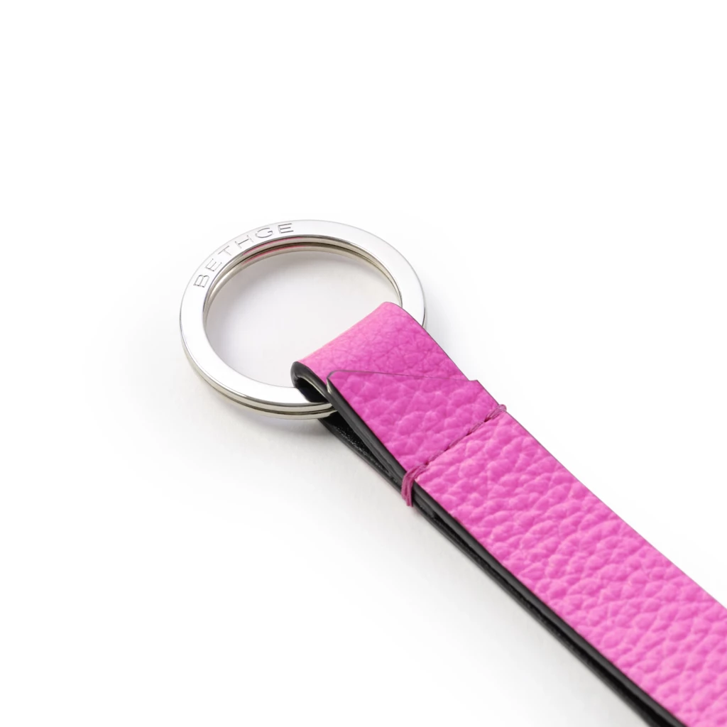 Leder Schlüsselanhänger Neon Pink
