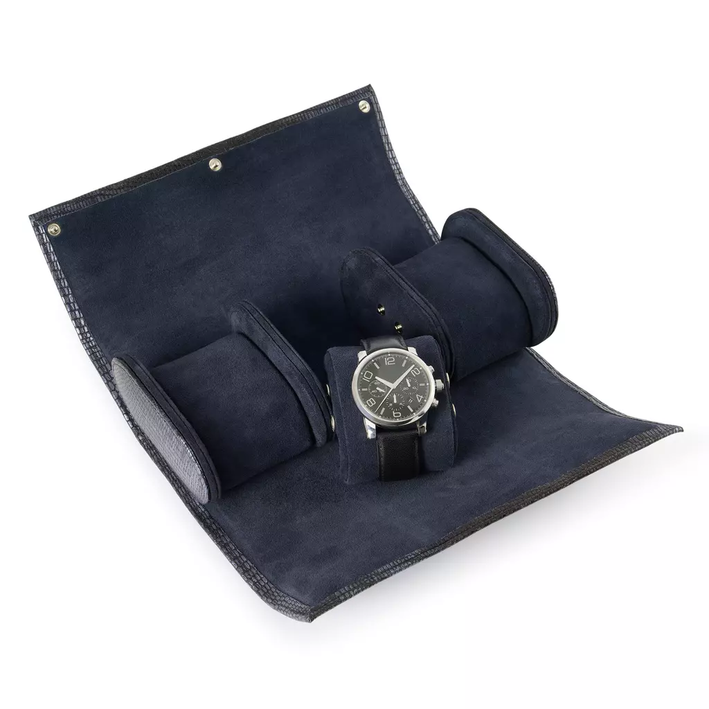 Leather Watch Roll for 3 Watches – Blue Moon