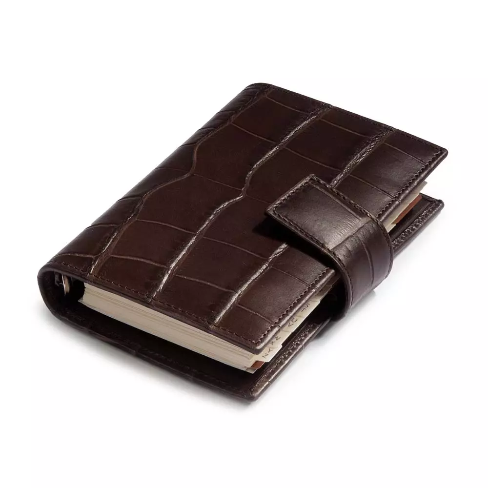 Pocket Planer, Leder in Alligator-Optik, Dunkelbraun