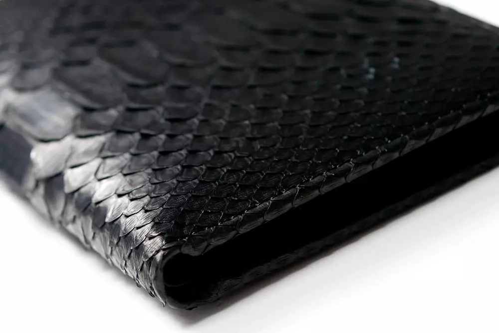 Portemonnaie Doppio mit Münzfach, Pythonleder, Schwarz