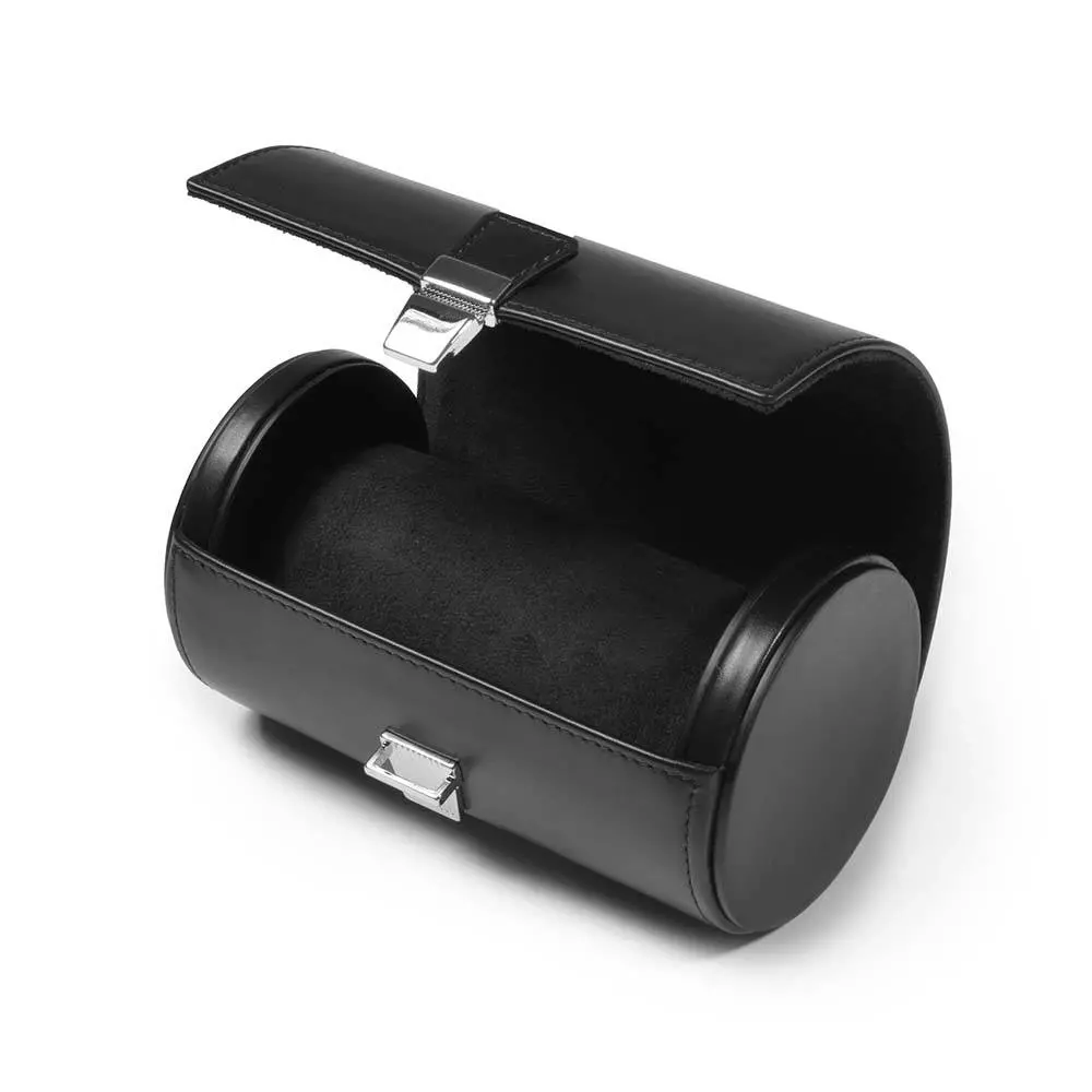 Uhrenrolle für 2 Uhren, Leder Nappa, Schwarz