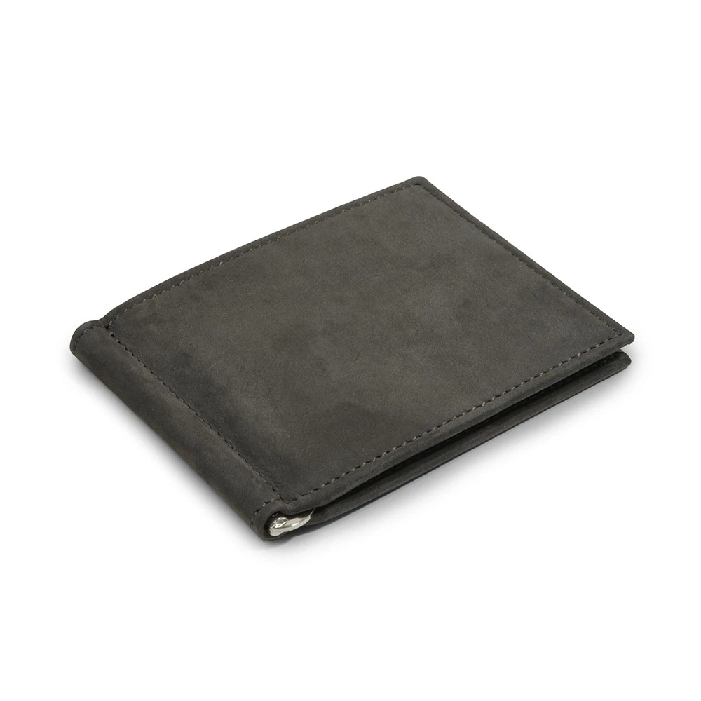 Leder Kartenetui mit Geldklammer Dunkelgrau 6 Karten