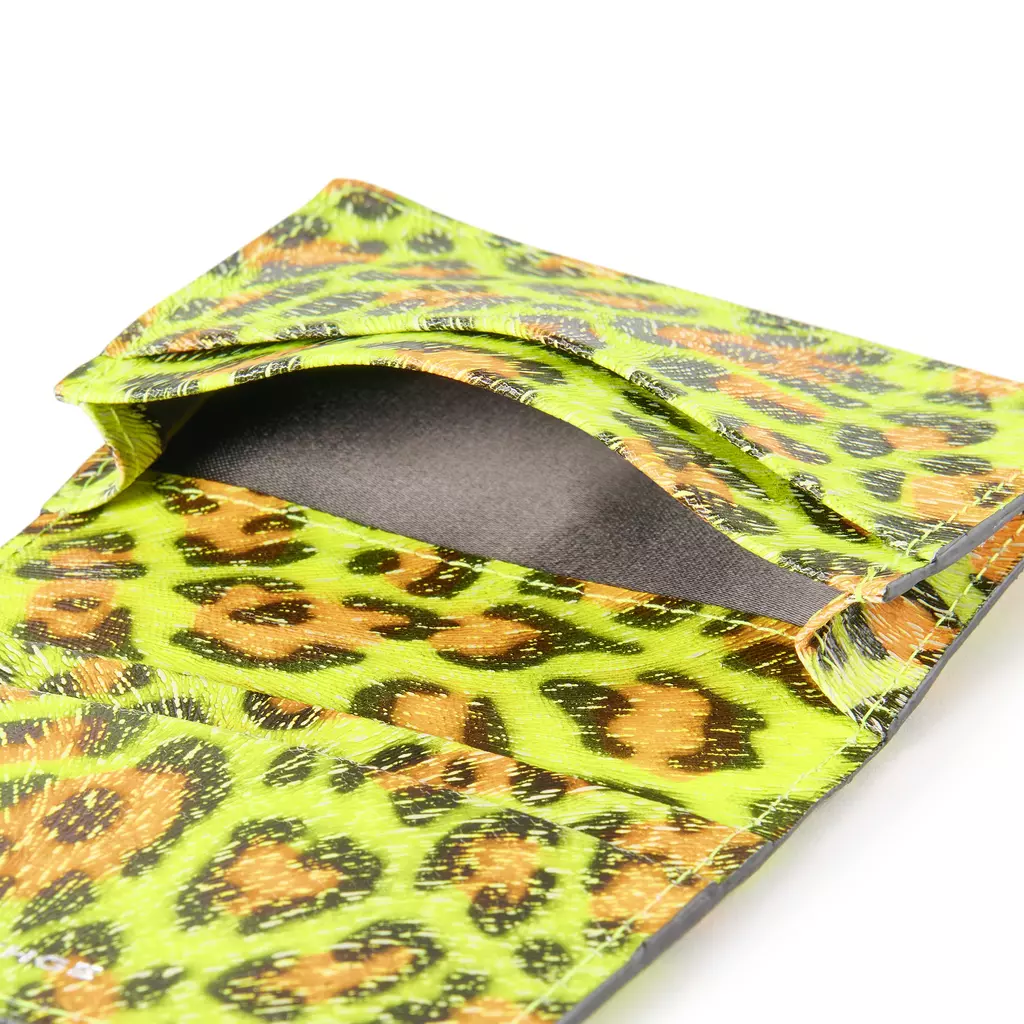 Kartenetui gefaltet, 3 cc, Leder,  Neon Leo