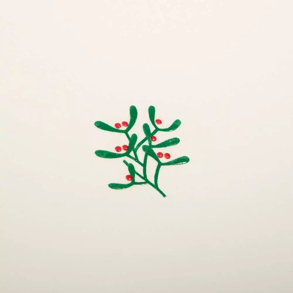 Weihnachtskarte Little Mistel  Grün/Rot
