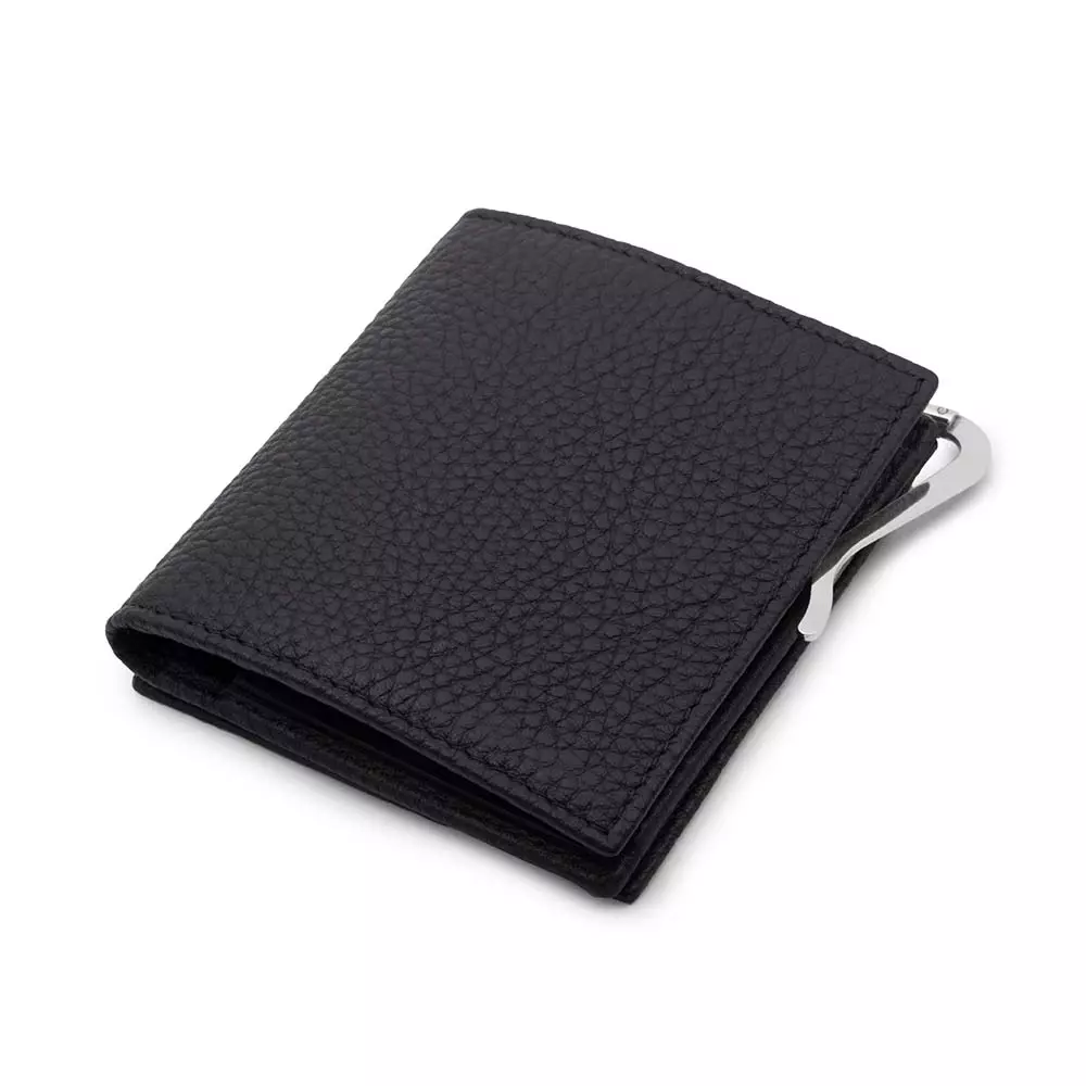 Portemonnaie Doppio mit Münzfach Adri, Leder, Schwarz