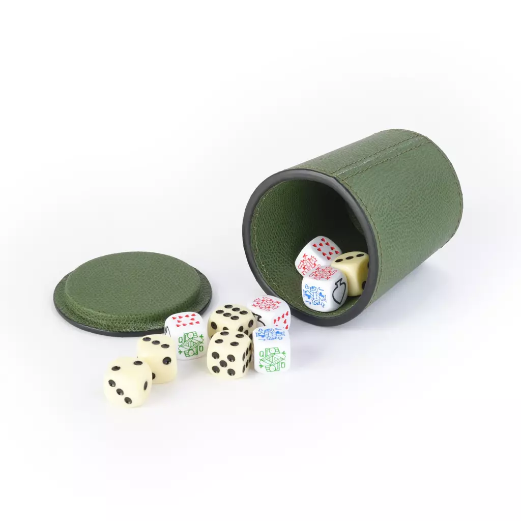 Würfelbecher, Leder, Orange