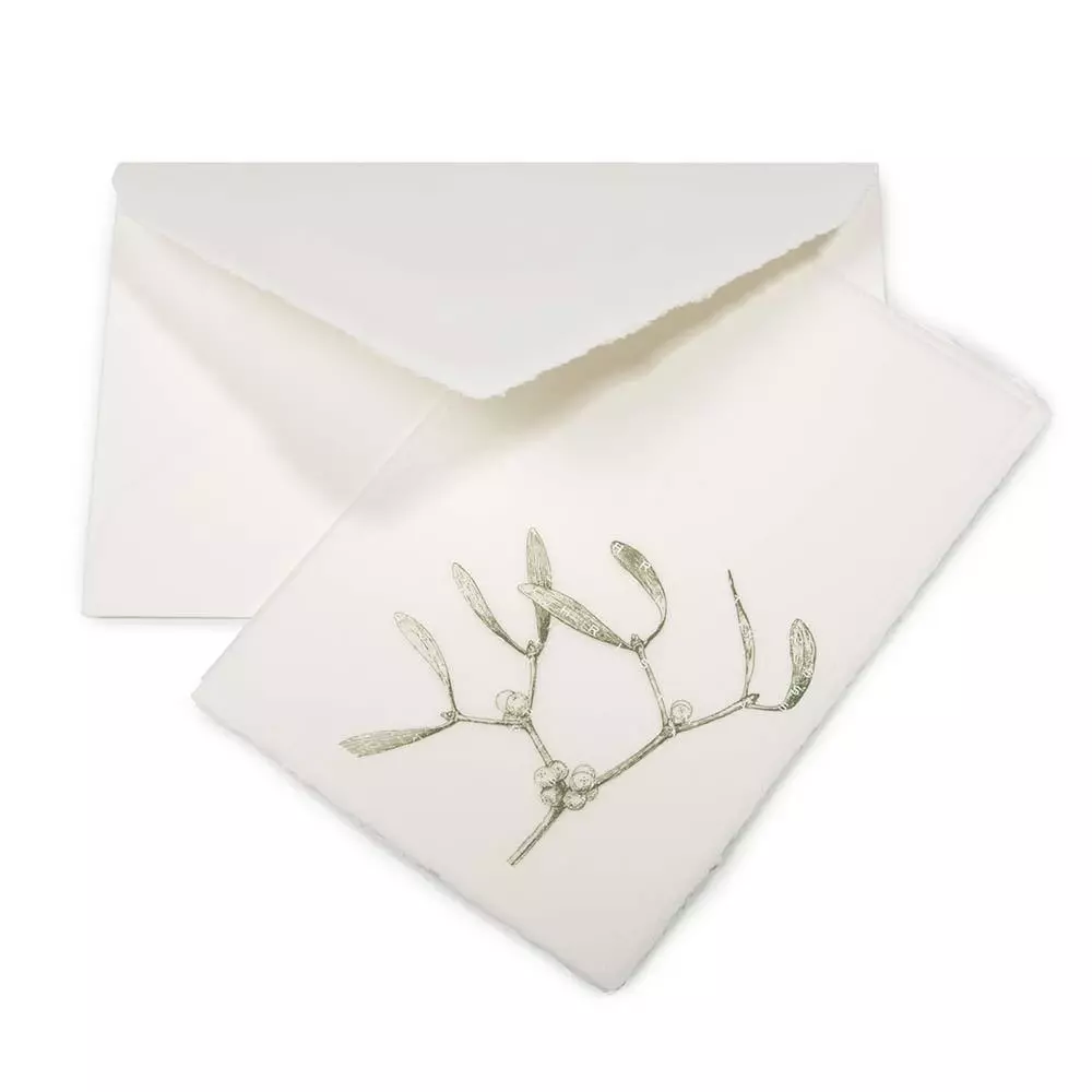 Weihnachtskarte Mistel Merry  christmas Bütten