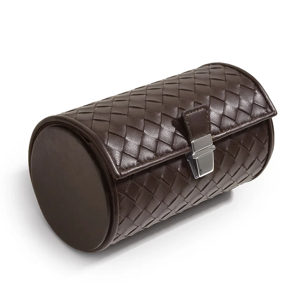 Leder Uhrenrolle 2 Uhren Quattro Schwarz