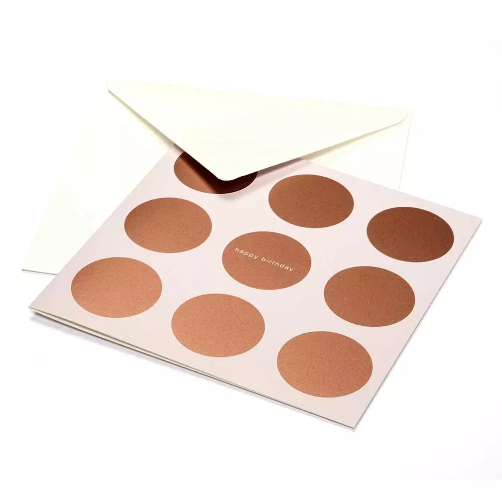 Grußkarte Geburtstag Dots Happy Birthday Kupfer/Rosa