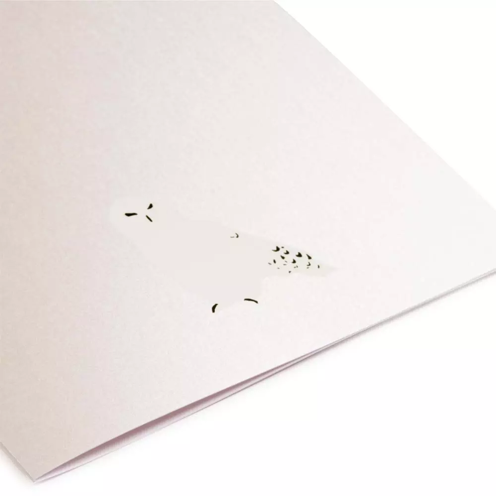 Christmas card snow owl pearl