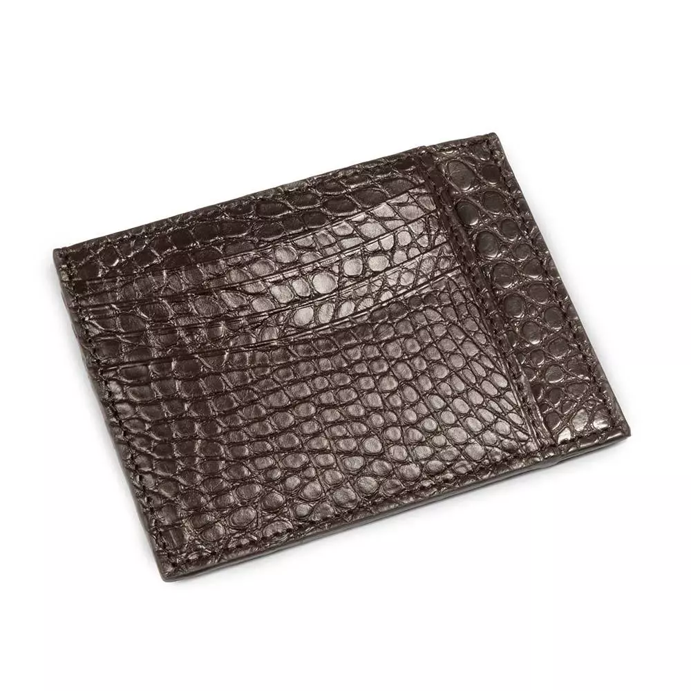 kartenetui_flach_8_cc_alligatorleder_dunkelbraun_4.webp Card Wallet flat, 8 cc, alligator leather, dark brown