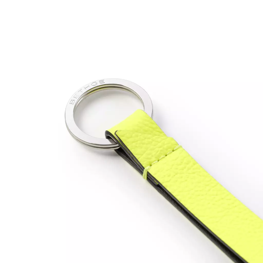 Schlüsselanhänger, Leder, Neon Gelb