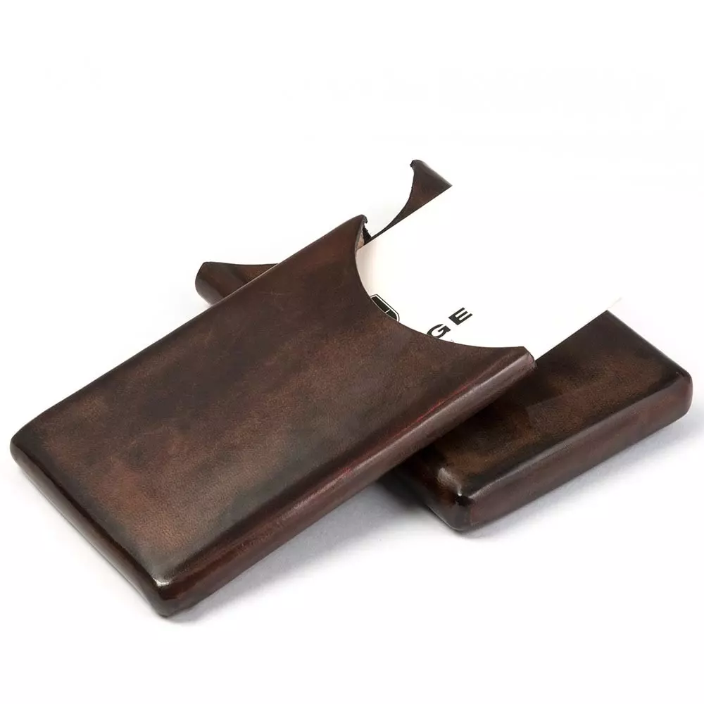 Visitenkartenbox, Leder, 6,5x10,0 cm, Gelb