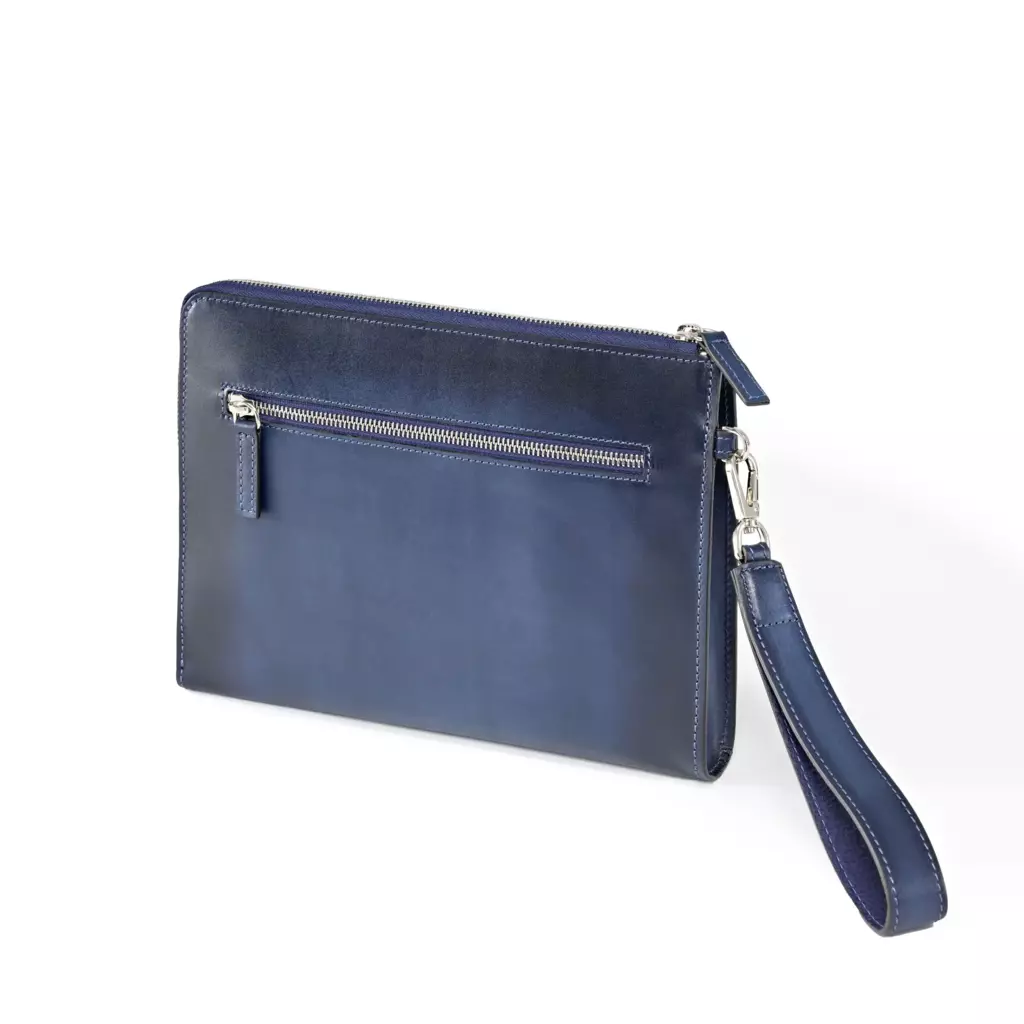 Leder Pouch mit Zip Porto Cervo in Orange