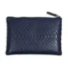 Kleine Leder Pouch mit Zip aus Pythonleder in Blau