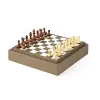 Spielesammlung (Mühle, Dame, Schach, Domino), Leder, Clay