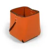 Leder Stiftebecher Quadratisch Orange - 3