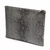 Pouch with Zip, python leather, large, grey - 5