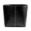Leder Papierkorb - H 30 cm, D 38 cm in Schwarz - 3
