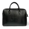 Leder Aktentasche Pythonleder in Schwarz - 3