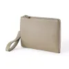 Pouch mit Zip Adri, Leder, Taupe
