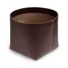 Leder Papierkorb - H 30 cm, D 38 cm, Braun - 2