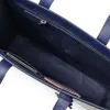 Leather Business Tote Bag – Navy Blue - 2