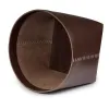 Leder Papierkorb - H 30 cm, D 38 cm, Braun - 4