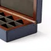 Manschettenknopf-Box, Walnussholz/Leder, Royalblau - 3