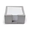 Notizzettelbox quadratisch, Leder, Hellgrau