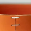 Leder Papierkorb - H 30 cm, D 38 cm in Orange - 2