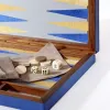 Backgammon-Spiel, Walnussholz/Leder, Marine - 2