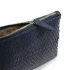 Kleine Leder Pouch mit Zip aus Pythonleder in Blau - 2