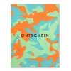 Gutscheinkarte Camouflage A5 - Orange, Grün auf Mint