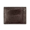 Kartenetui flach, 8 cc, Alligatorleder, Dunkelbraun