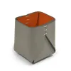Leder Stiftebecher Quadratisch Grau/Orange - 3