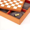Spielesammlung (Mühle, Dame, Schach, Domino), Leder, Orange - 2