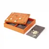 Spielesammlung (Mühle, Dame, Schach, Domino), Leder, Orange - 3